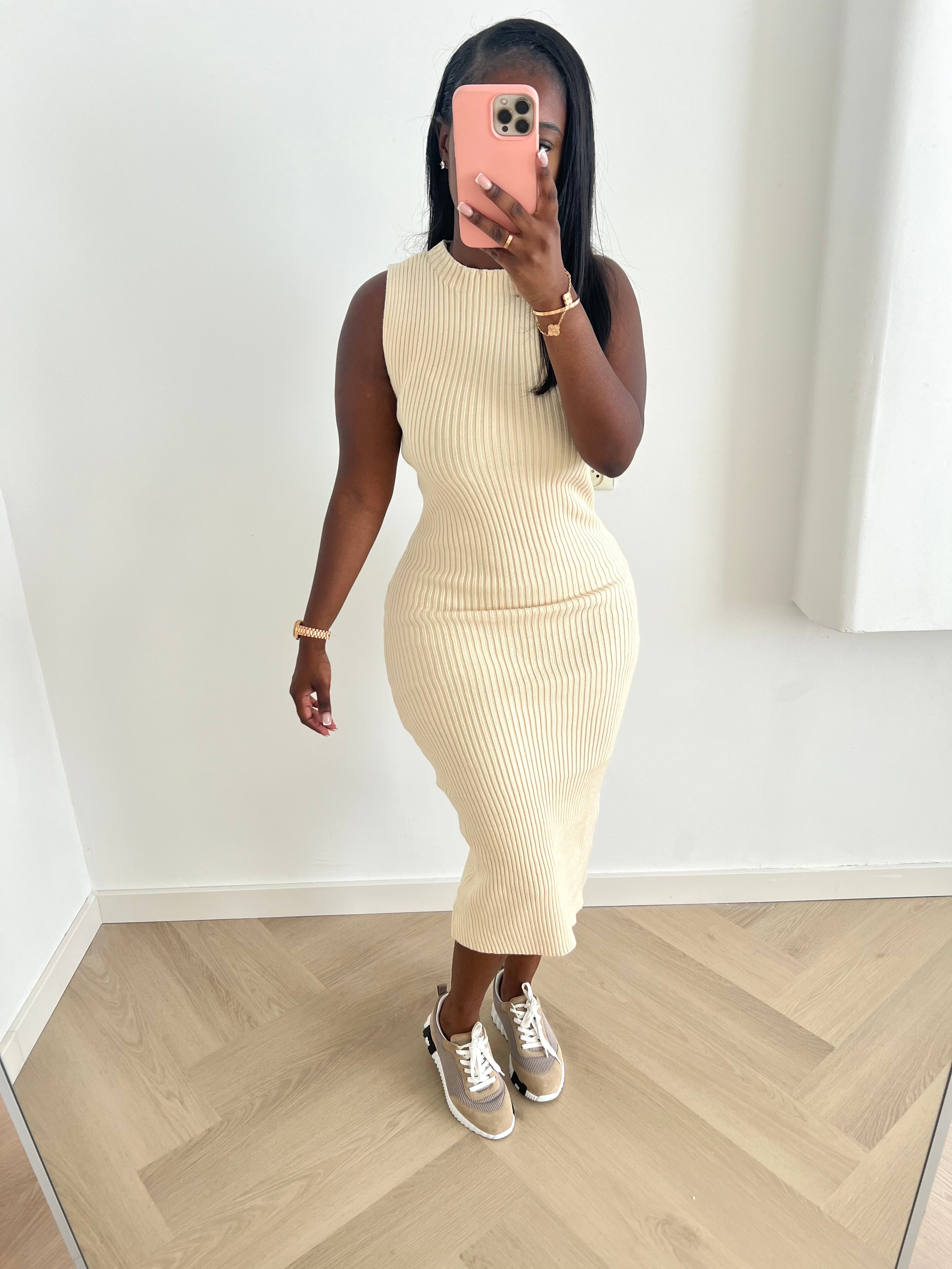 Gina Knitted Dress – Beige