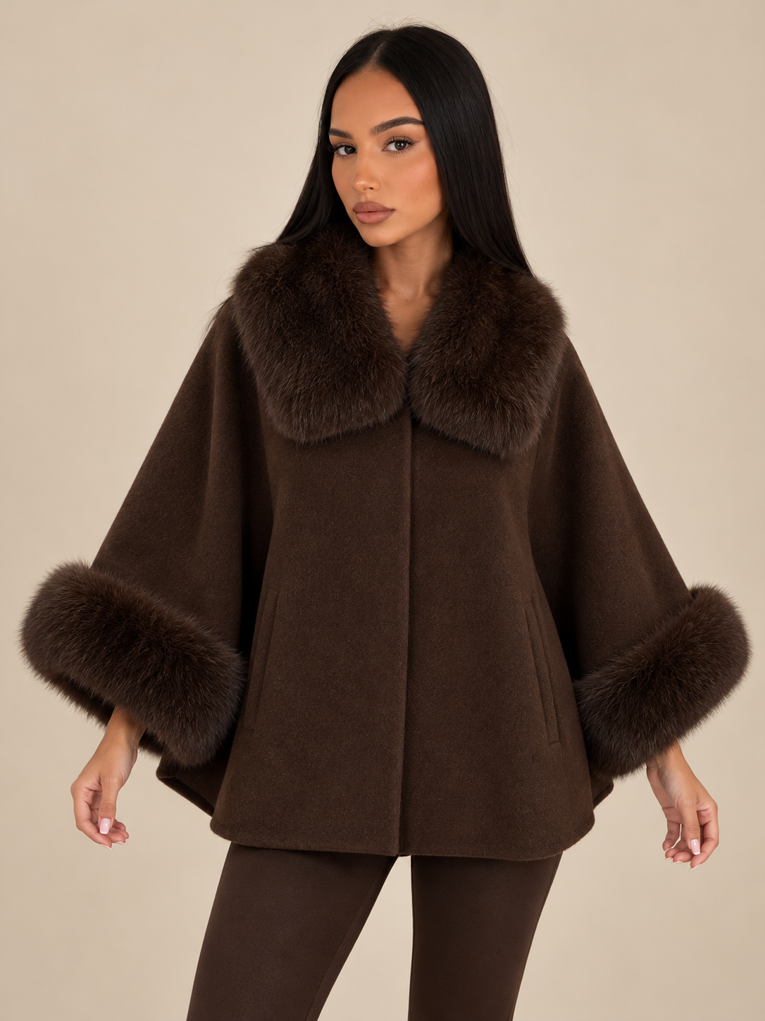 Liyah Fur Coat – Chocolate Brown
