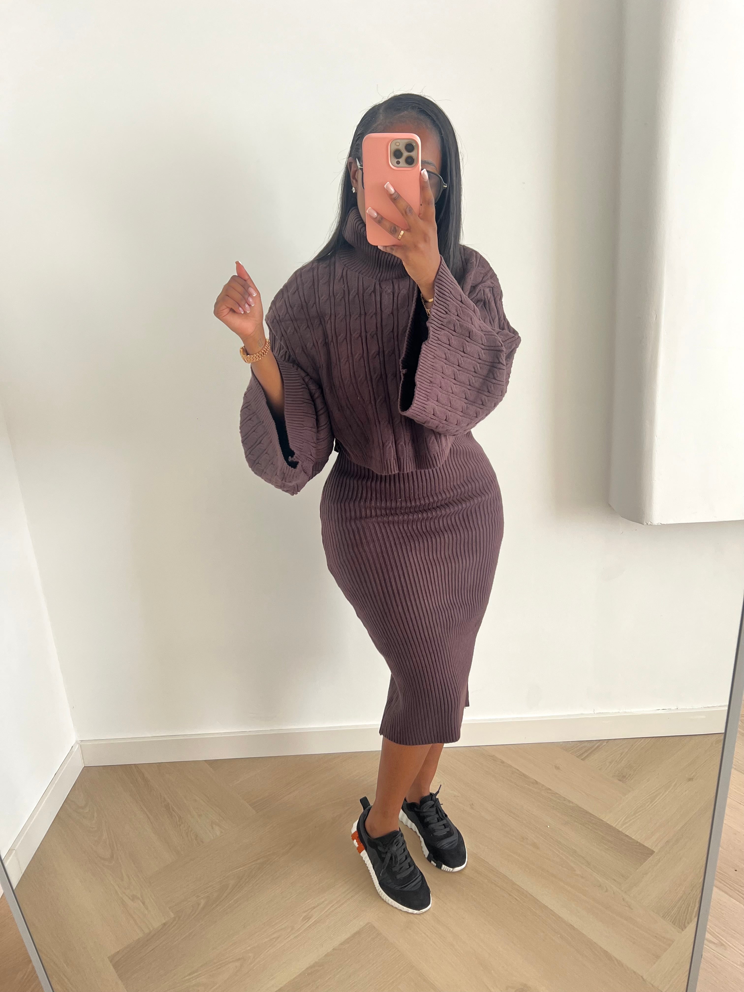 Gina Knitted Dress – Chocolate Brown