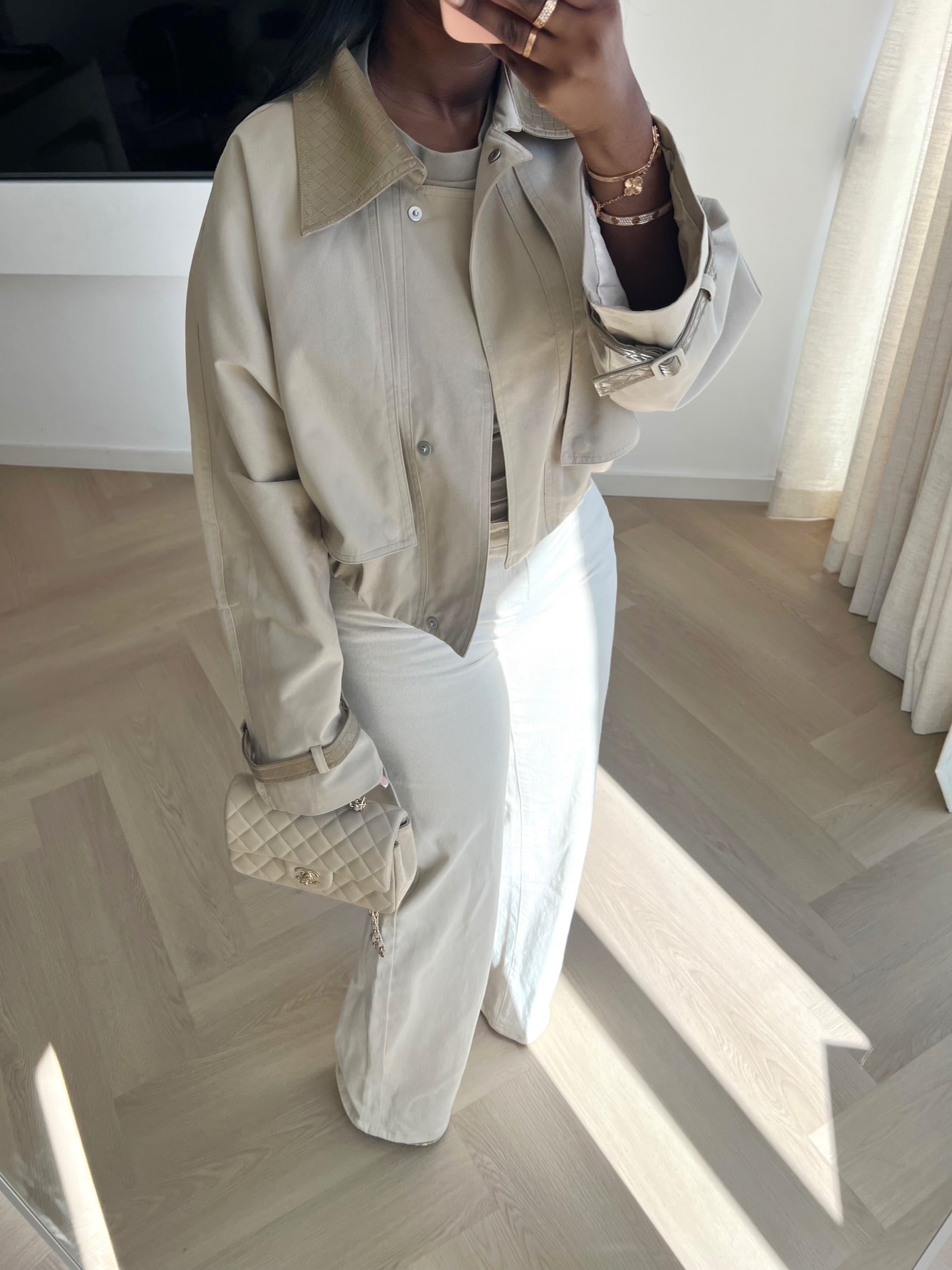 Elora Cropped Jacket – Sand